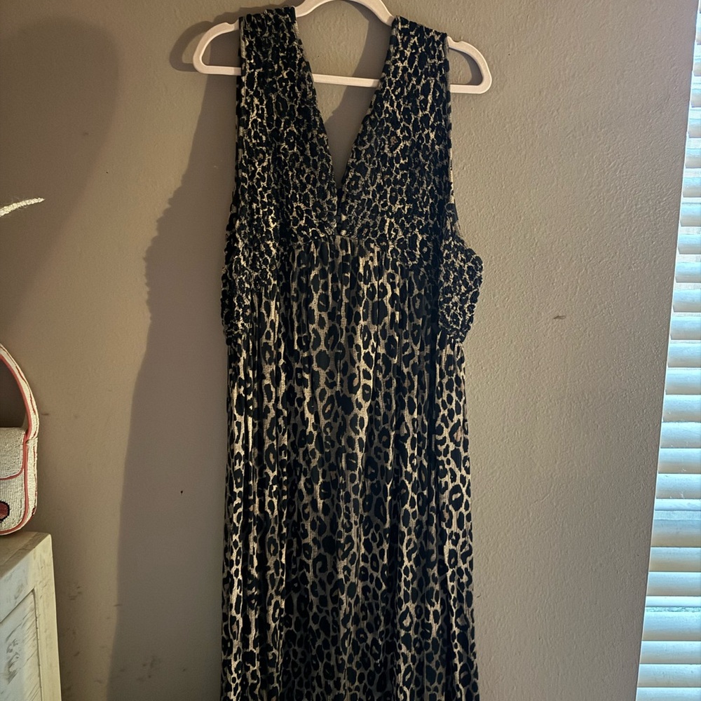 ASOS Curve Black and Cream Animal Print Maxi Dress